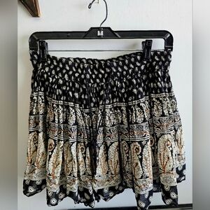 Band of Gypsies Black and White Smocked Bubble Mini Skirt